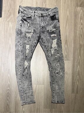 Rue21 Men's Ripped Acid-Wash Skinny Jeans - Grey
